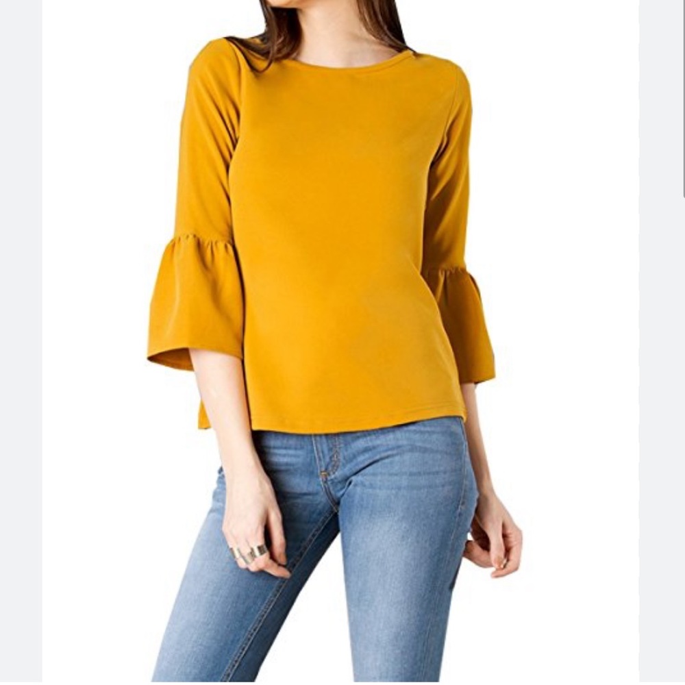 NWOT Yellow Bell Sleeve Blouse